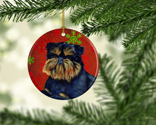 Load image into Gallery viewer, Brussels Griffon Red Snowflake Holiday Christmas Ornament - Round Ceramic Ornament – Artist-Designed Keepsake Decoration LH9343