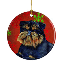 Load image into Gallery viewer, Brussels Griffon Red Snowflake Holiday Christmas Ornament - Round Ceramic Ornament – Artist-Designed Keepsake Decoration LH9343