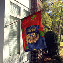 Load image into Gallery viewer, Brussels Griffon Red  Green Snowflakes Holiday Christmas Flag Canvas House Size