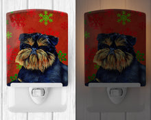 Load image into Gallery viewer, Brussels Griffon Red and Green Snowflakes Holiday Christmas Ceramic Night Light LH9343CNL