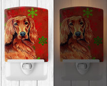 Load image into Gallery viewer, Irish Setter Red and Green Snowflakes Holiday Christmas Ceramic Night Light LH9344CNL