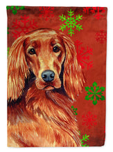 Load image into Gallery viewer, Irish Setter Red and Green Snowflakes Holiday Christmas Garden Flag – Decorative Outdoor Yard Flag