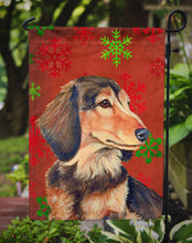 Load image into Gallery viewer, Dachshund Red and Green Snowflakes Holiday Christmas Garden Flag – Decorative Outdoor Yard Flag