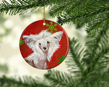 Load image into Gallery viewer, Chinese Crested Red Snowflake Holiday Christmas Ornament - Round Ceramic Ornament – Artist-Designed Keepsake Decoration LH9347