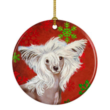 Load image into Gallery viewer, Chinese Crested Red Snowflake Holiday Christmas Ornament - Round Ceramic Ornament – Artist-Designed Keepsake Decoration LH9347