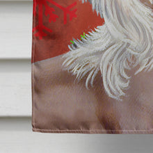 Load image into Gallery viewer, Chinese Crested Red Green Snowflakes Holiday Christmas Flag Canvas House Size
