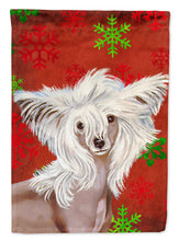 Load image into Gallery viewer, Chinese Crested Red Green Snowflakes Holiday Christmas Flag Canvas House Size