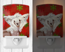 Load image into Gallery viewer, Chinese Crested Red and Green Snowflakes Holiday Christmas Ceramic Night Light LH9347CNL