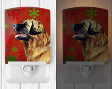 Load image into Gallery viewer, Leonberger Red and Green Snowflakes Holiday Christmas Ceramic Night Light LH9348CNL