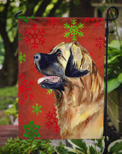Load image into Gallery viewer, Leonberger Red and Green Snowflakes Holiday Christmas Garden Flag – Decorative Outdoor Yard Flag