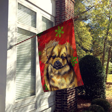 Load image into Gallery viewer, Tibetan Spaniel Red Green Snowflakes Holiday Christmas Flag Canvas House Size