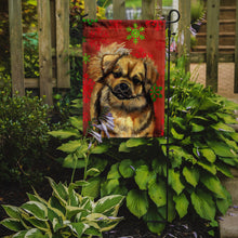 Load image into Gallery viewer, Tibetan Spaniel Red Green Snowflake Holiday Christmas Garden Flag – Decorative Outdoor Yard Flag