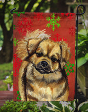 Load image into Gallery viewer, Tibetan Spaniel Red Green Snowflake Holiday Christmas Garden Flag – Decorative Outdoor Yard Flag