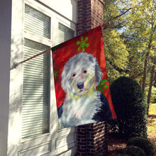 Load image into Gallery viewer, Old English Sheepdog Red Snowflakes Holiday Christmas Flag Canvas House Size