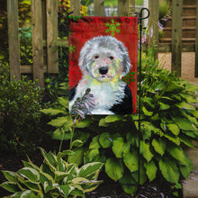 Load image into Gallery viewer, Old English Sheepdog Red  Green Snowflakes Holiday Christmas Garden Flag – Decorative Outdoor Yard Flag