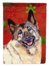 Load image into Gallery viewer, Norwegian Elkhound Red Snowflakes Holiday Christmas Flag Canvas House Size