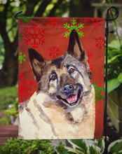 Load image into Gallery viewer, Norwegian Elkhound Red and Green Snowflakes Holiday Christmas Garden Flag – Decorative Outdoor Yard Flag
