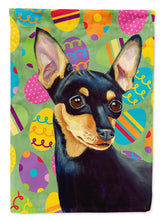 Load image into Gallery viewer, Min Pin Easter Eggtravaganza Flag Canvas House Size