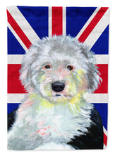 Load image into Gallery viewer, Old English Sheepdog with English Union Jack British Flag Flag Canvas House Size LH9497CHF
