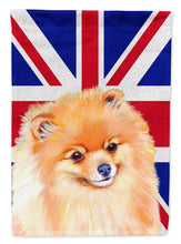 Load image into Gallery viewer, Pomeranian with English Union Jack British Flag Flag Canvas House Size LH9498CHF