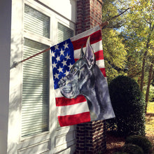 Load image into Gallery viewer, Black Great Dane USA Patriotic American Flag Flag Canvas House Size LH9543CHF