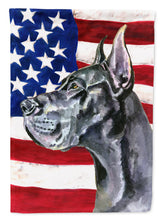 Load image into Gallery viewer, Black Great Dane USA Patriotic American Flag Flag Canvas House Size LH9543CHF
