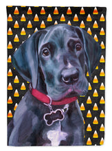 Load image into Gallery viewer, Black Great Dane Puppy Candy Corn Halloween Flag Canvas House Size LH9551CHF
