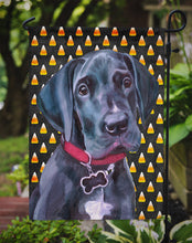Load image into Gallery viewer, Black Great Dane Puppy Candy Corn Halloween Garden Flag - Outdoor Decorative Yard Flag