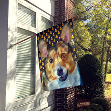 Load image into Gallery viewer, Corgi Candy Corn Halloween Flag Canvas House Size LH9553CHF