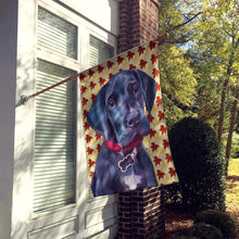 Load image into Gallery viewer, Black Great Dane Puppy Fall Leaves Flag Canvas House Size LH9558CHF
