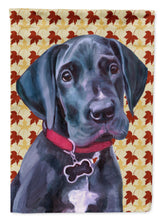 Load image into Gallery viewer, Black Great Dane Puppy Fall Leaves Garden Flag – Decorative Outdoor Yard Flag LH9558GF