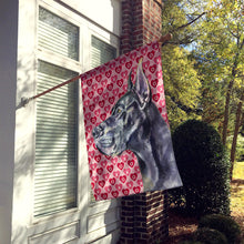 Load image into Gallery viewer, Black Great Dane Hearts Love and Valentine's Day Flag Canvas House Size LH9564CHF