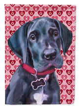 Load image into Gallery viewer, Black Great Dane Puppy Hearts Love and Valentine's Day Garden Flag - Outdoor Decorative Yard Flag LH9565GF