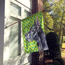 Load image into Gallery viewer, Black Great Dane St. Patrick's Day Shamrock Flag Canvas House Size LH9571CHF
