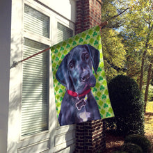Load image into Gallery viewer, Black Great Dane Puppy St. Patrick's Day Shamrock Flag Canvas House Size LH9572CHF