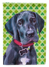 Load image into Gallery viewer, Black Great Dane Puppy St. Patrick's Day Shamrock Flag Canvas House Size LH9572CHF