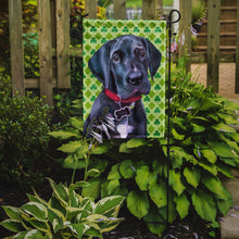 Load image into Gallery viewer, Black Great Dane Puppy St. Patrick's Day Shamrock Garden Flag - Outdoor Decorative Yard Flag