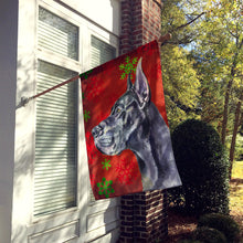 Load image into Gallery viewer, Black Great Dane Red Snowflakes Holiday Christmas Flag Canvas House Size LH9578CHF