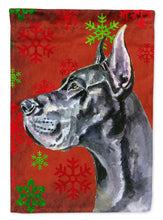 Load image into Gallery viewer, Black Great Dane Red Snowflakes Holiday Christmas Flag Canvas House Size LH9578CHF