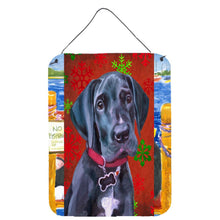 Load image into Gallery viewer, Black Great Dane Puppy Red Snowflakes Holiday Christmas Wall or Door Hanging Prints LH9579DS1216