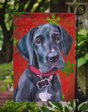 Load image into Gallery viewer, Black Great Dane Puppy Red Snowflakes Holiday Christmas Garden Flag - Outdoor Decorative Yard Flag LH9579GF