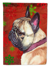 Load image into Gallery viewer, French Bulldog Frenchie Red Snowflakes Holiday Christmas Flag Canvas House Size LH9580CHF