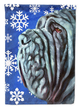 Load image into Gallery viewer, Neapolitan Mastiff Winter Snowflakes Holiday Flag Canvas House Size LH9582CHF