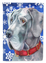 Load image into Gallery viewer, Great Dane Winter Snowflakes Holiday Flag Canvas House Size LH9584CHF