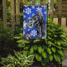 Load image into Gallery viewer, Black Great Dane Winter Snowflakes Holiday Garden Flag - Outdoor Decorative Yard Flag LH9585GF