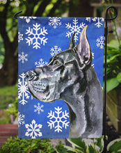 Load image into Gallery viewer, Black Great Dane Winter Snowflakes Holiday Garden Flag - Outdoor Decorative Yard Flag LH9585GF