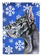 Load image into Gallery viewer, Black Great Dane Winter Snowflakes Holiday Garden Flag - Outdoor Decorative Yard Flag LH9585GF