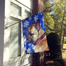 Load image into Gallery viewer, French Bulldog Frenchie Winter Snowflakes Holiday Flag Canvas House Size LH9587CHF