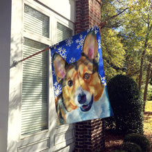Load image into Gallery viewer, Corgi Winter Snowflakes Holiday Flag Canvas House Size LH9588CHF