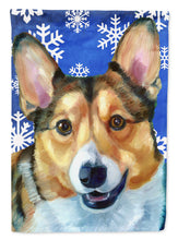 Load image into Gallery viewer, Corgi Winter Snowflakes Holiday Flag Canvas House Size LH9588CHF